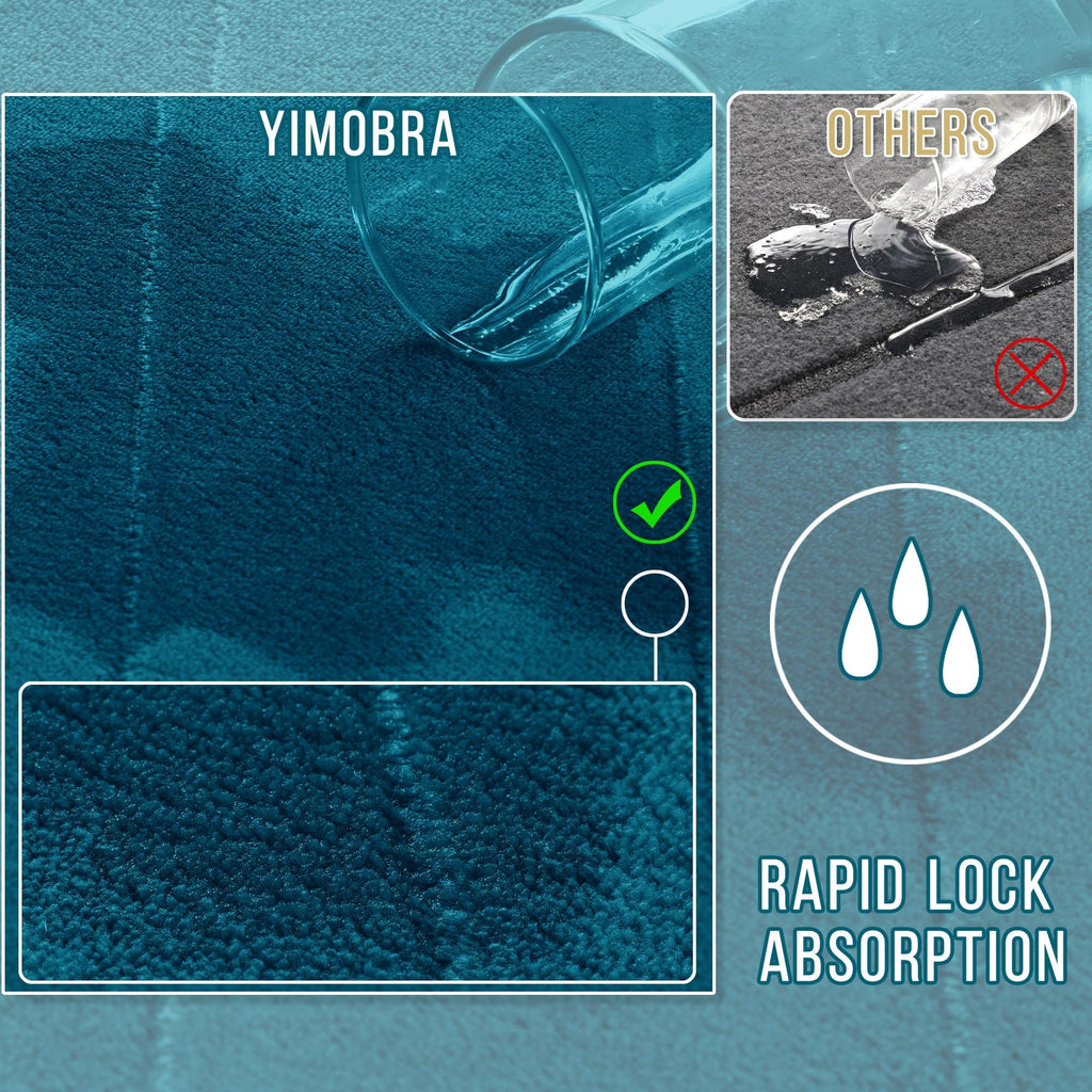 Yimobra Memory Foam Bath Mat Set 3 Pieces- Super Soft Absorbent Quick Dry Bathroom Rug Sets, Machine Washable Non Slip Floor Carpet for Tub Shower, Vanity & Toilet Base, Gray
