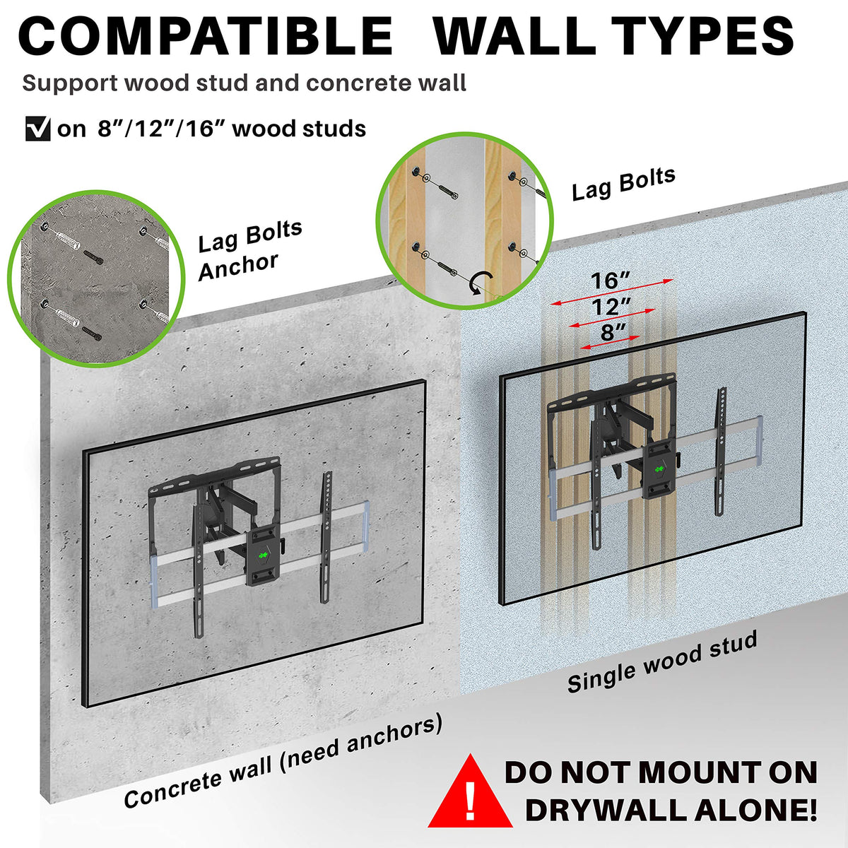 USX MOUNT Full Motion TV Wall Mount for Large TVs 42-97 Inch up to 150 lbs