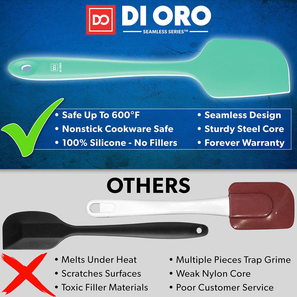 DI ORO Silicone Spatula Set - 600F Heat Resistant, 3-Pc Black