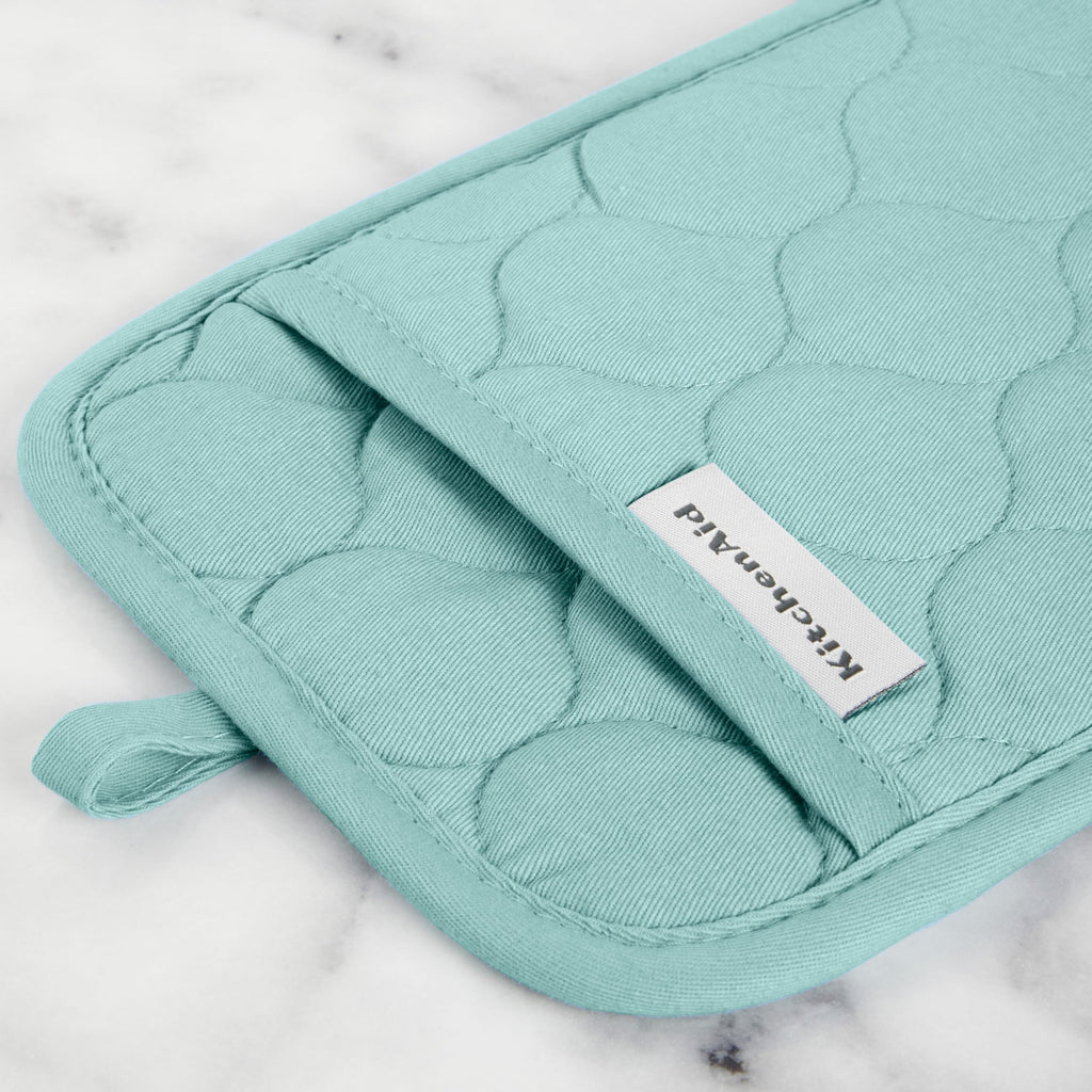 KITCHENAID Quilted Cotton Terry Cloth Oven Mitt, Pot Holder, Kitchen Towel 4-Pack Set, Heat Resistant, Silicone Grip, 16"x26", 7"x13" & 7"x10", Milkshake Tan