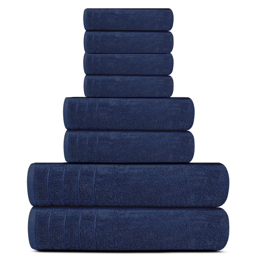 Tens Towels 8 Piece Towel Set, 2 XL Bath, 2 Hand, 4 Washcloth, Black