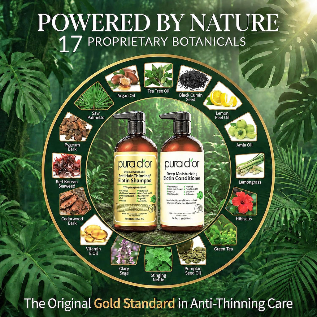 PURA D'OR Apple Cider Vinegar Shampoo & Conditioner Clarifying Set, 16oz x2