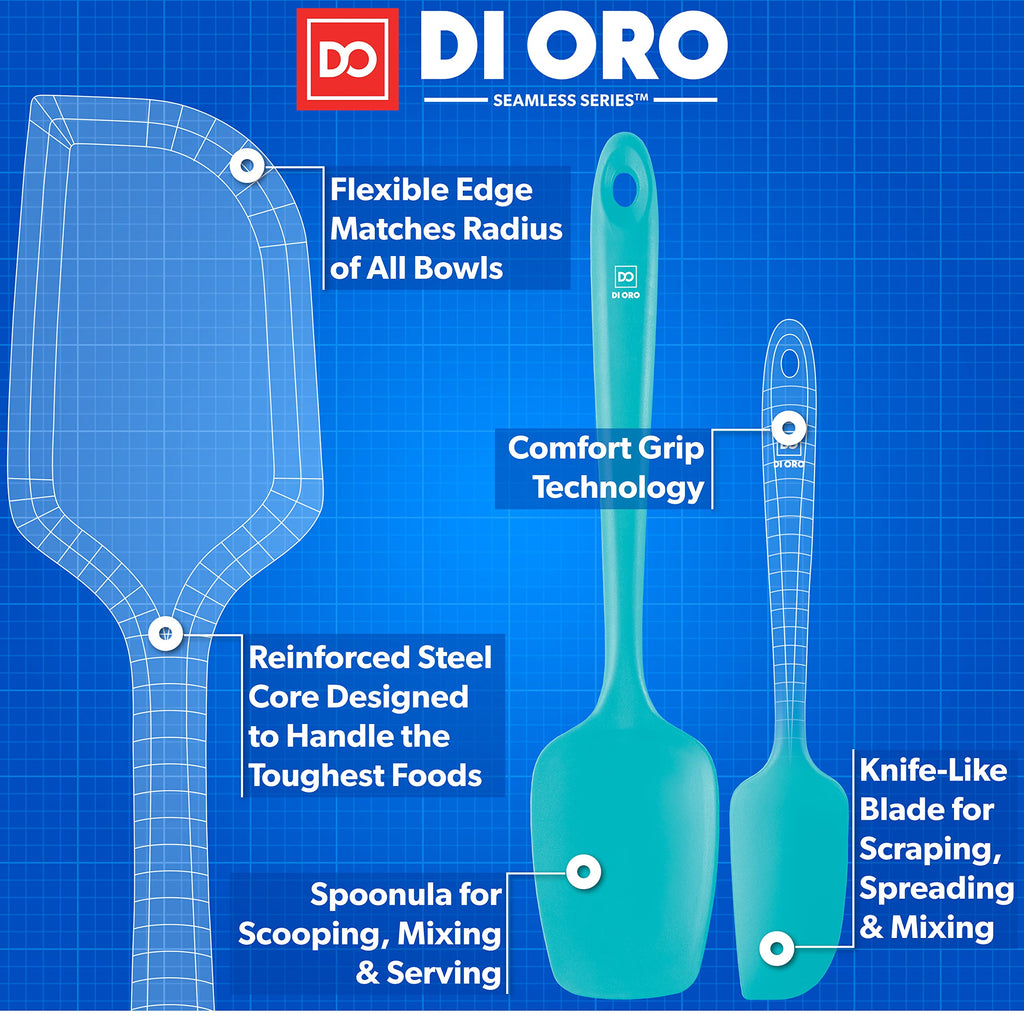 DI ORO Silicone Spatula Set - 600F Heat Resistant, 3-Pc Black
