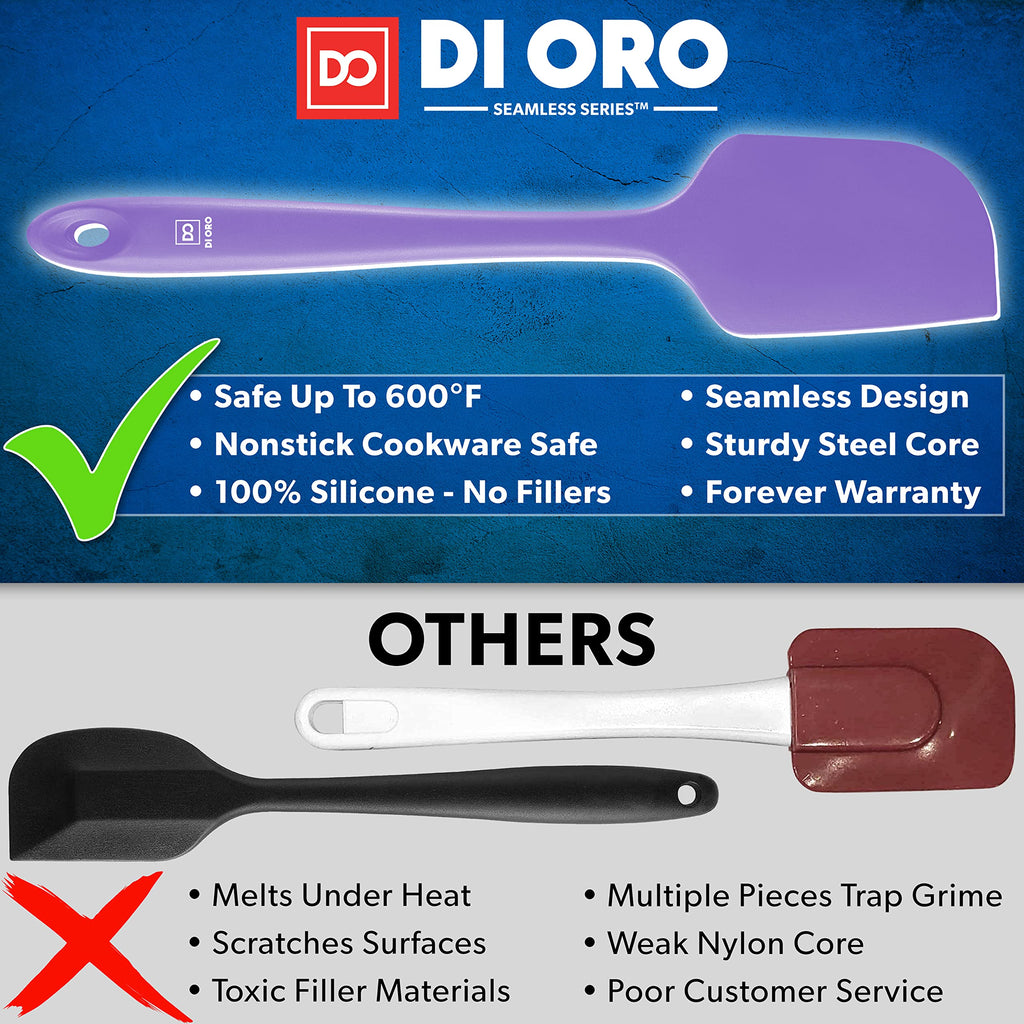 DI ORO Silicone Spatula Set - 600F Heat Resistant, 3-Pc Black