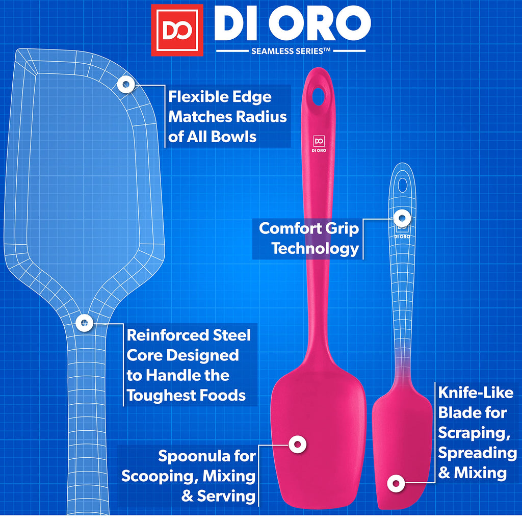 DI ORO Silicone Spatula Set - 600F Heat Resistant, 3-Pc Black