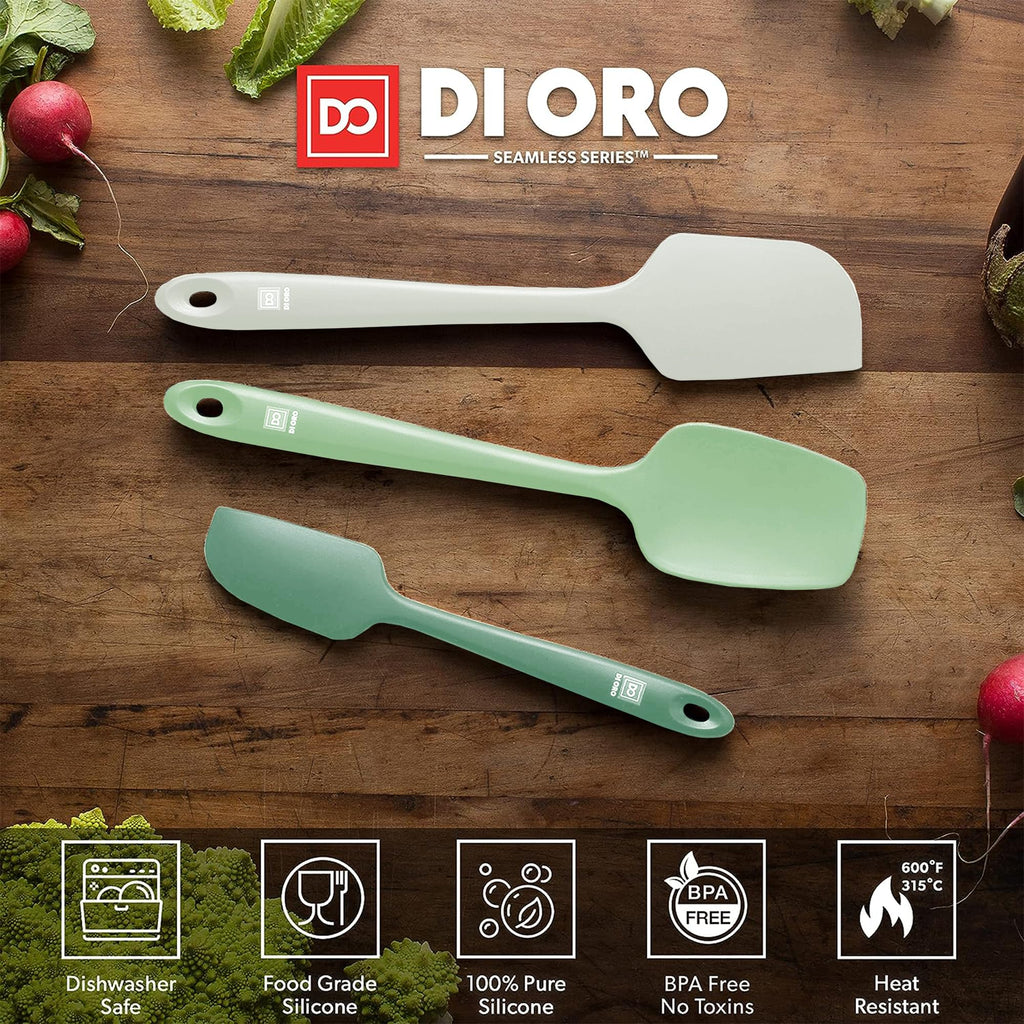 DI ORO Silicone Spatula Set - 600F Heat Resistant, 3-Pc Black