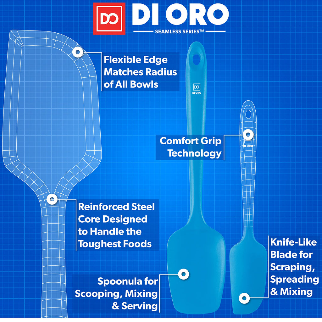 DI ORO Silicone Spatula Set - 600F Heat Resistant, 3-Pc Black