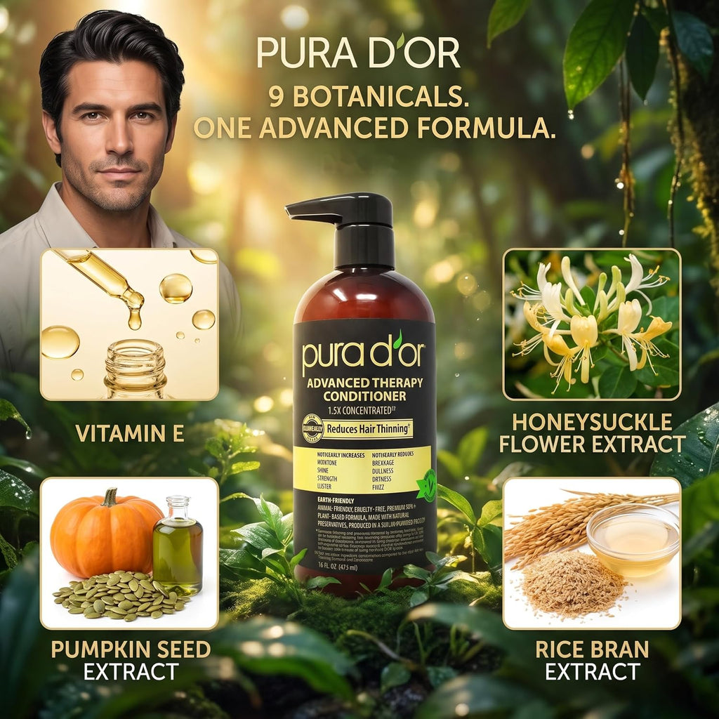PURA D'OR Apple Cider Vinegar Shampoo & Conditioner Clarifying Set, 16oz x2