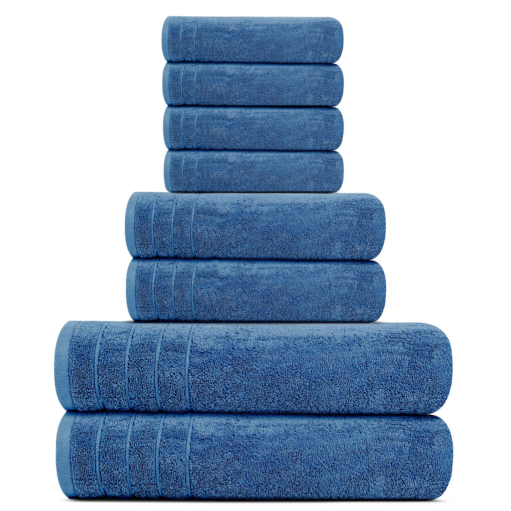 Tens Towels 8 Piece Towel Set, 2 XL Bath, 2 Hand, 4 Washcloth, Black
