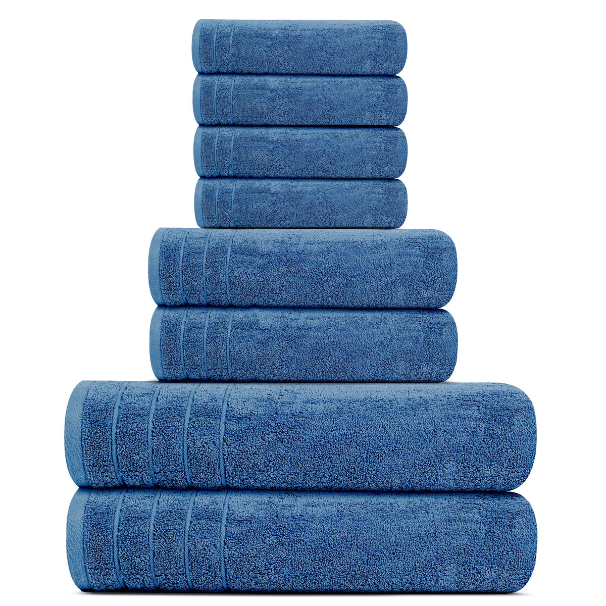 Tens Towels 8 Piece Towel Set, 2 XL Bath, 2 Hand, 4 Washcloth, Black