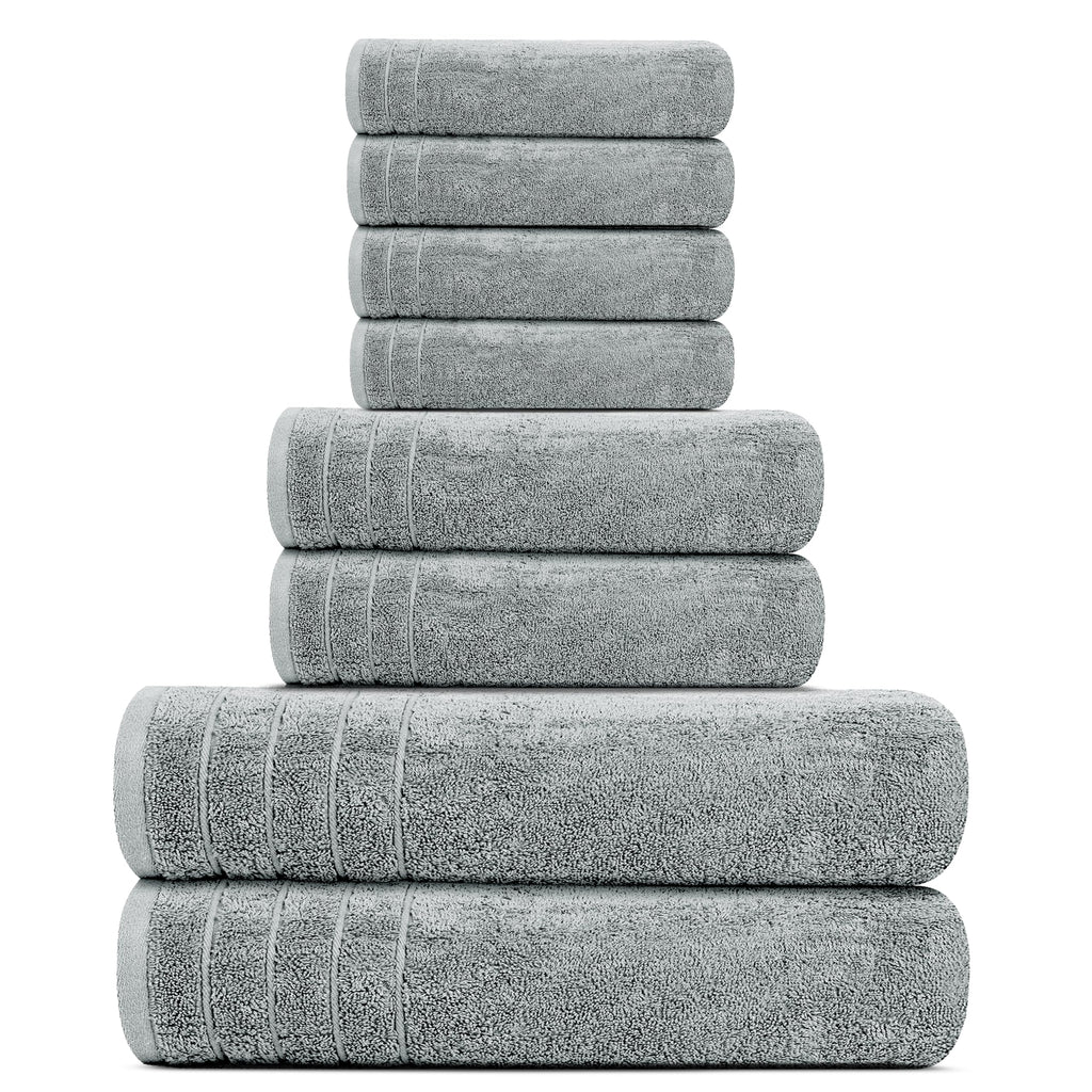Tens Towels 8 Piece Towel Set, 2 XL Bath, 2 Hand, 4 Washcloth, Black