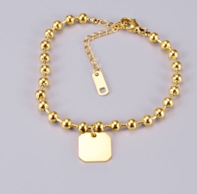 Ladies new round bead titanium steel mother shell