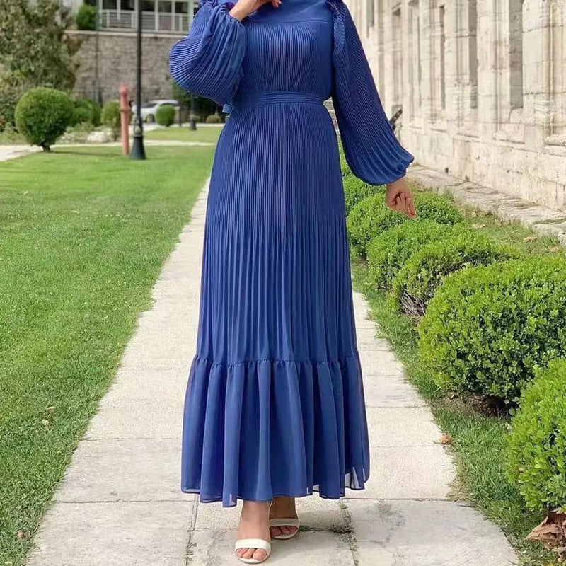 New Women's Net Color High Collar Pullover Fashion Loose Middle East Dresses - souqmart