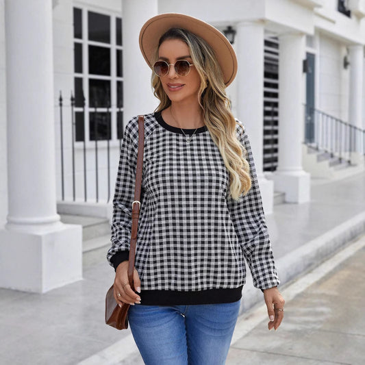 Japanese Sweet Plaid Pullover Long Sleeve Sweater