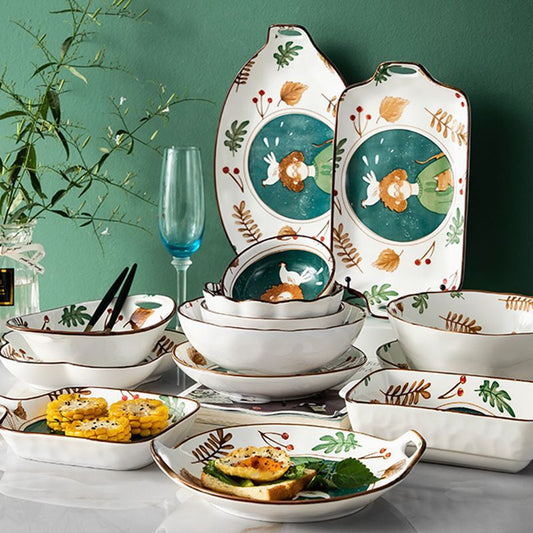 Ceramic Tableware Set Household Ceramic Bowl, Noodle And Dish Combination