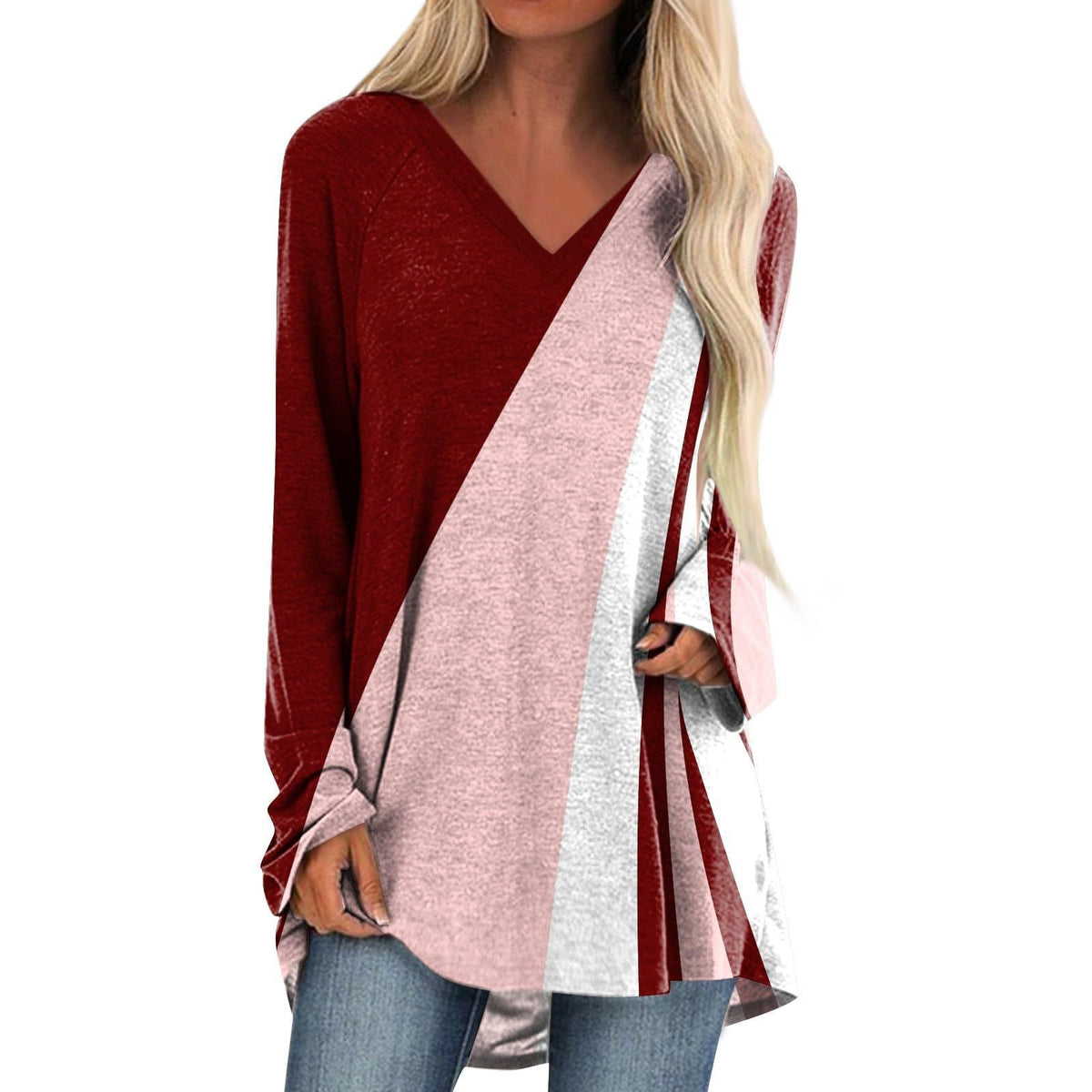 Quality Stitching Long Sleeve V-neck Skirt
