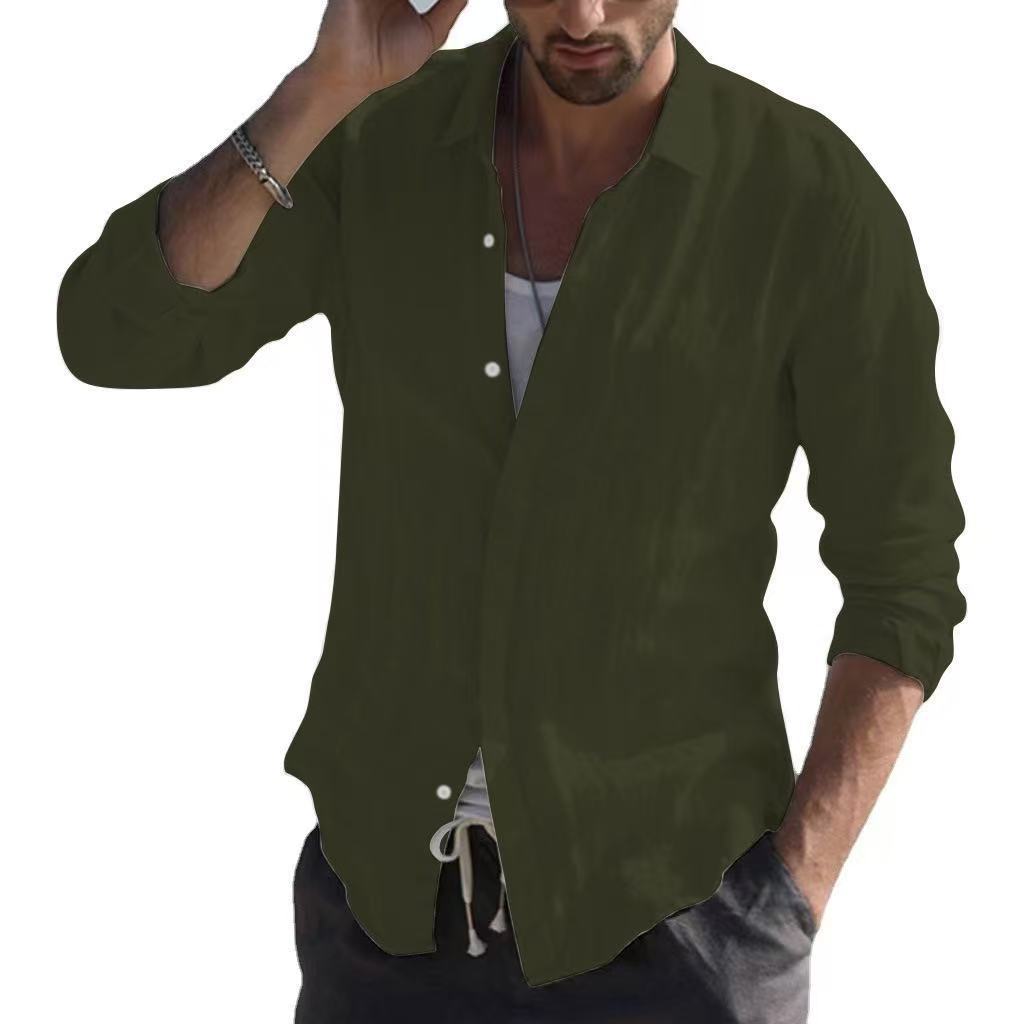 Long Sleeve Shirt Plain Lapel Casual Daily - souqmart