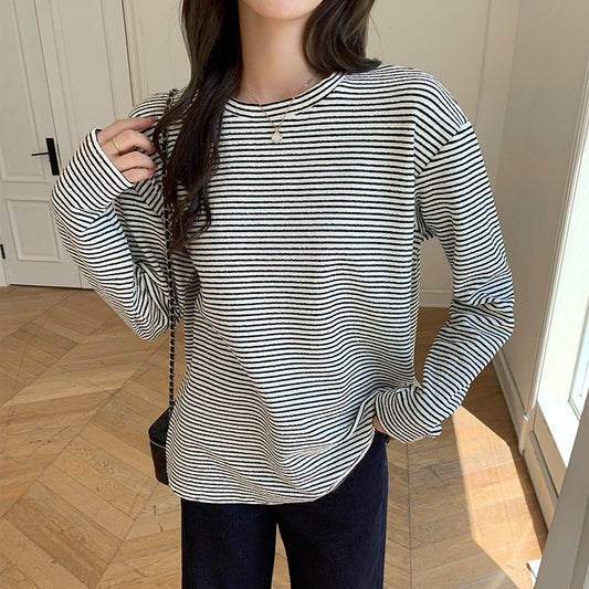 Women's Autumn And Winter Lazy Style Loose Slim Fit T-shirt Long Sleeved Top