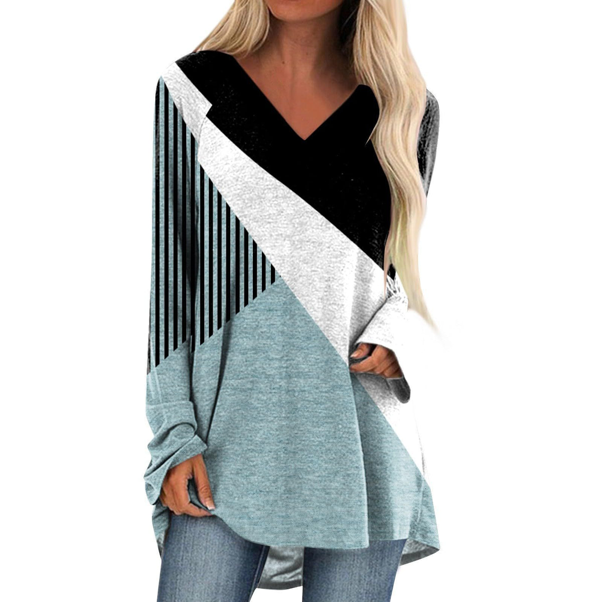 Quality Stitching Long Sleeve V-neck Skirt