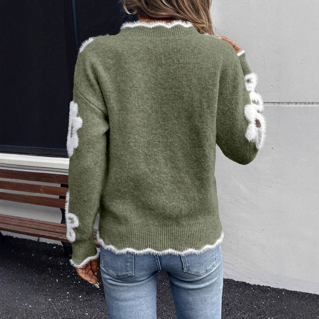 Women's Sweater Elegant Floral Jacquard